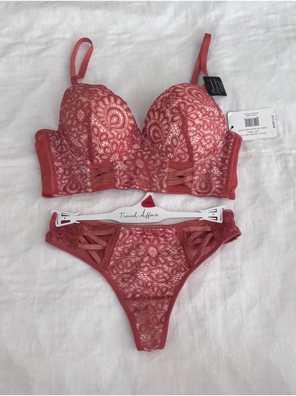 2pc French Affair Push Up Bra & Thong Panty Set